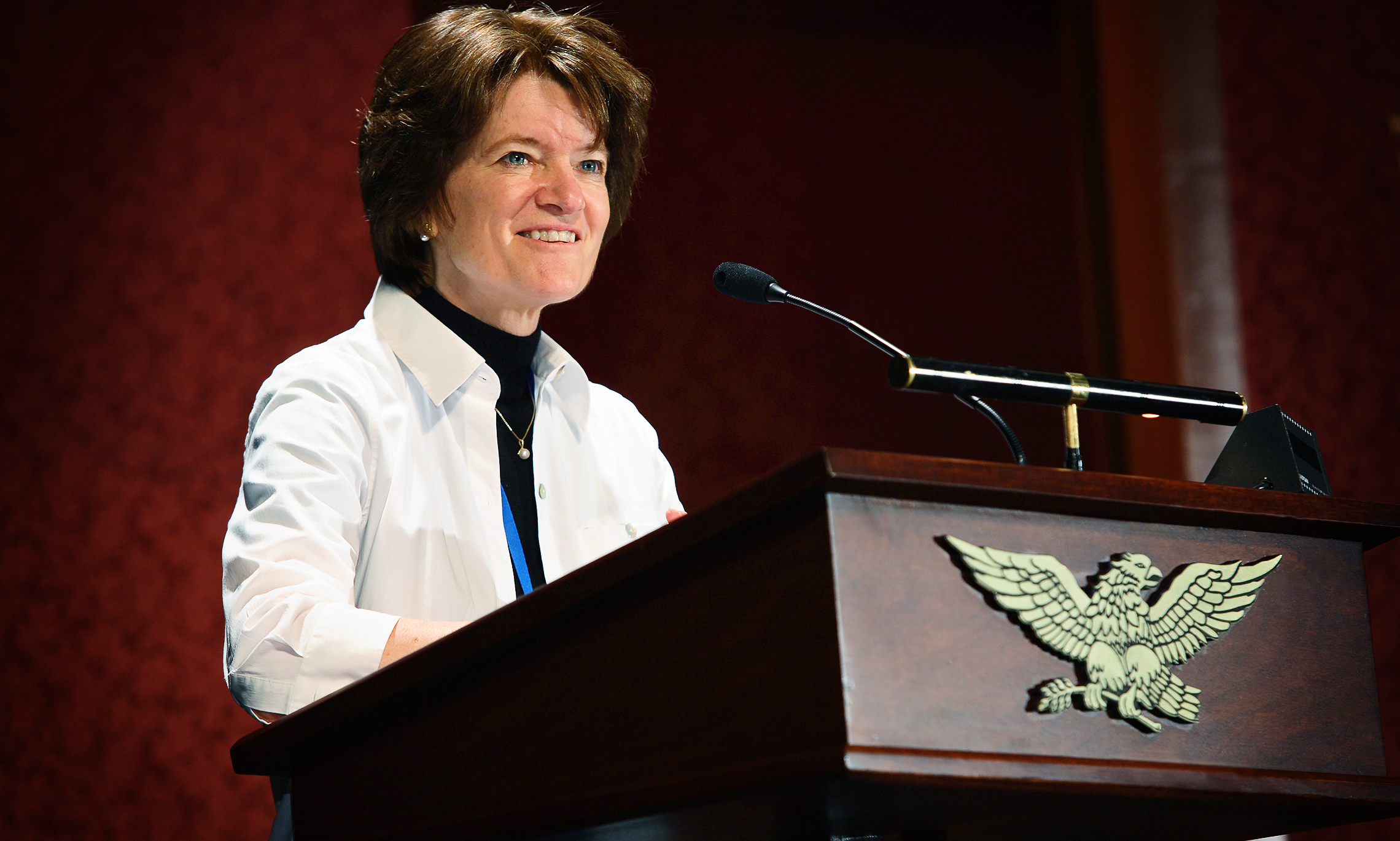 Awards Council member Dr. Sally K. Ride, the first American woman in space, talks to the Academy assemblage.