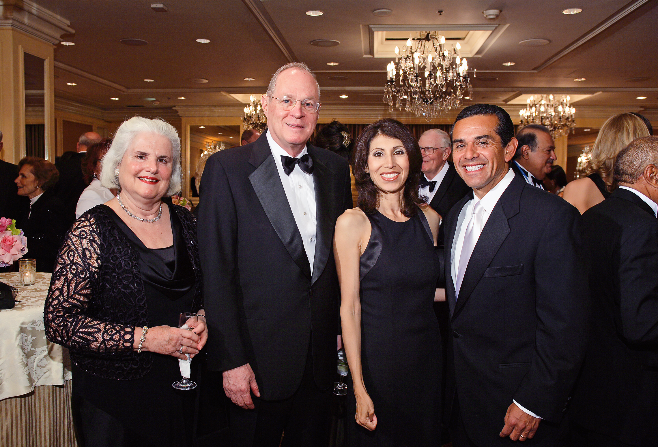 Justice Anthony M. Kennedy with his wife Mary and Los Angeles Mayor Antonio Villaraigosa with his wife Corina.