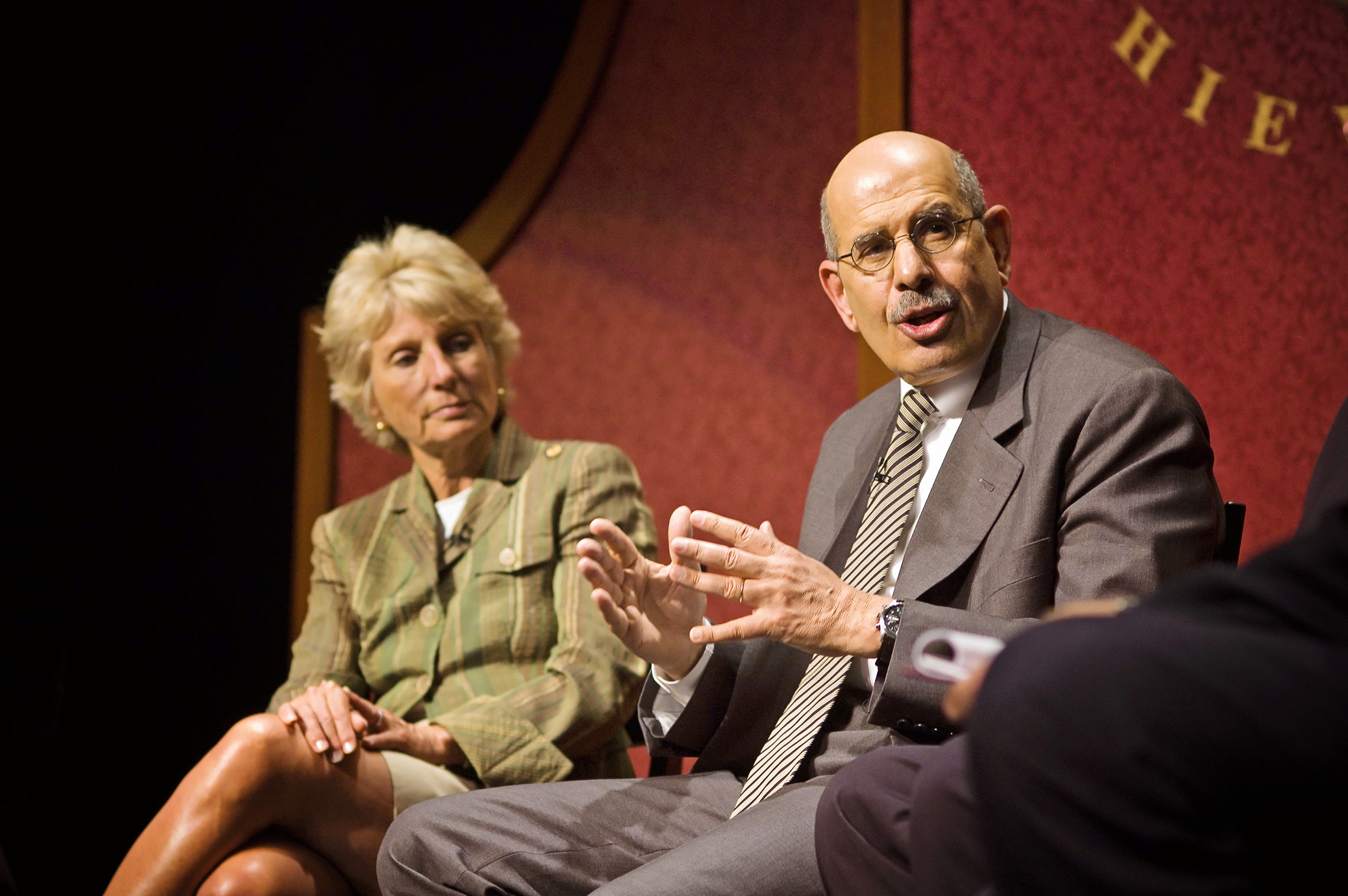 Congresswoman Jane Harman and Mohamed ElBaradei, recipient of Nobel Peace Prize and Academy honoree.