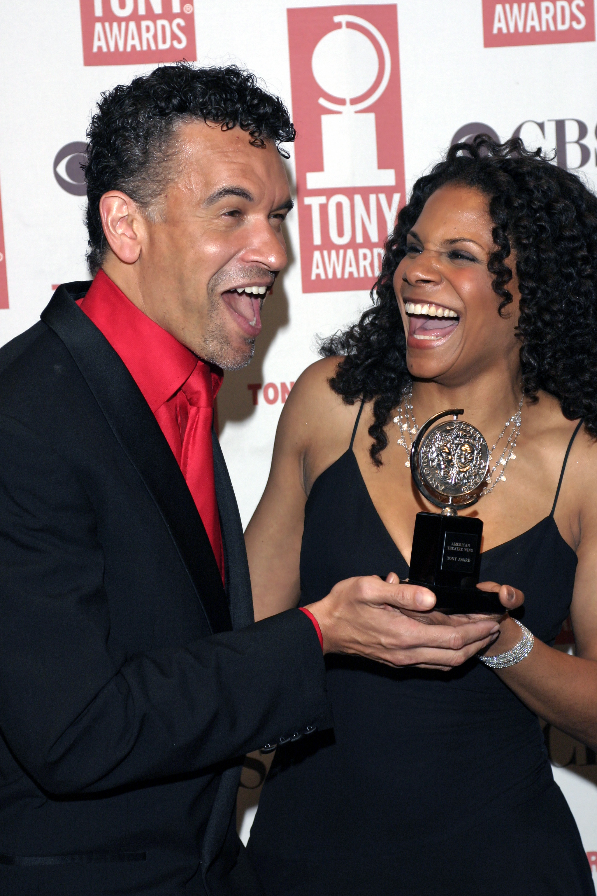 Brian Stokes Mitchell and actress Audra McDonald meet again during the 2004 Tony Awards. McDonald won Best Performance by a Featured Actress in a Play for <i>A Raisin in the Sun</i>. Mitchell and McDonald had previously appeared together in <i>Ragtime</i>. (© Andrew Kent/Corbis)