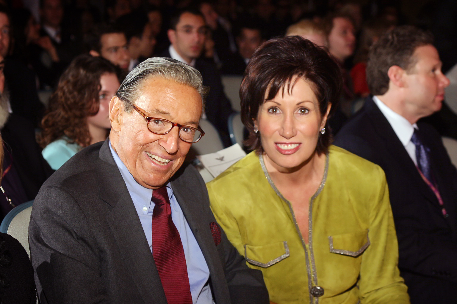 A member of the Awards Council, veteran newsman Mike Wallace, with 2005 Summit Host Catherine B. Reynolds.