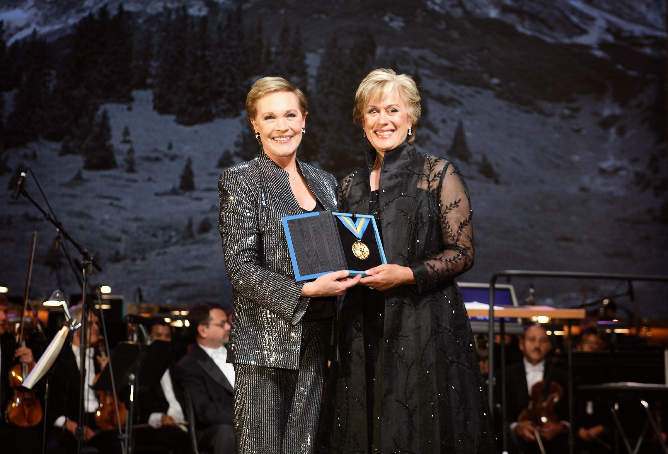 Awards Council member Dame Julie Andrews inducts Dame Kiri Te Kanawa, internationally acclaimed soprano.