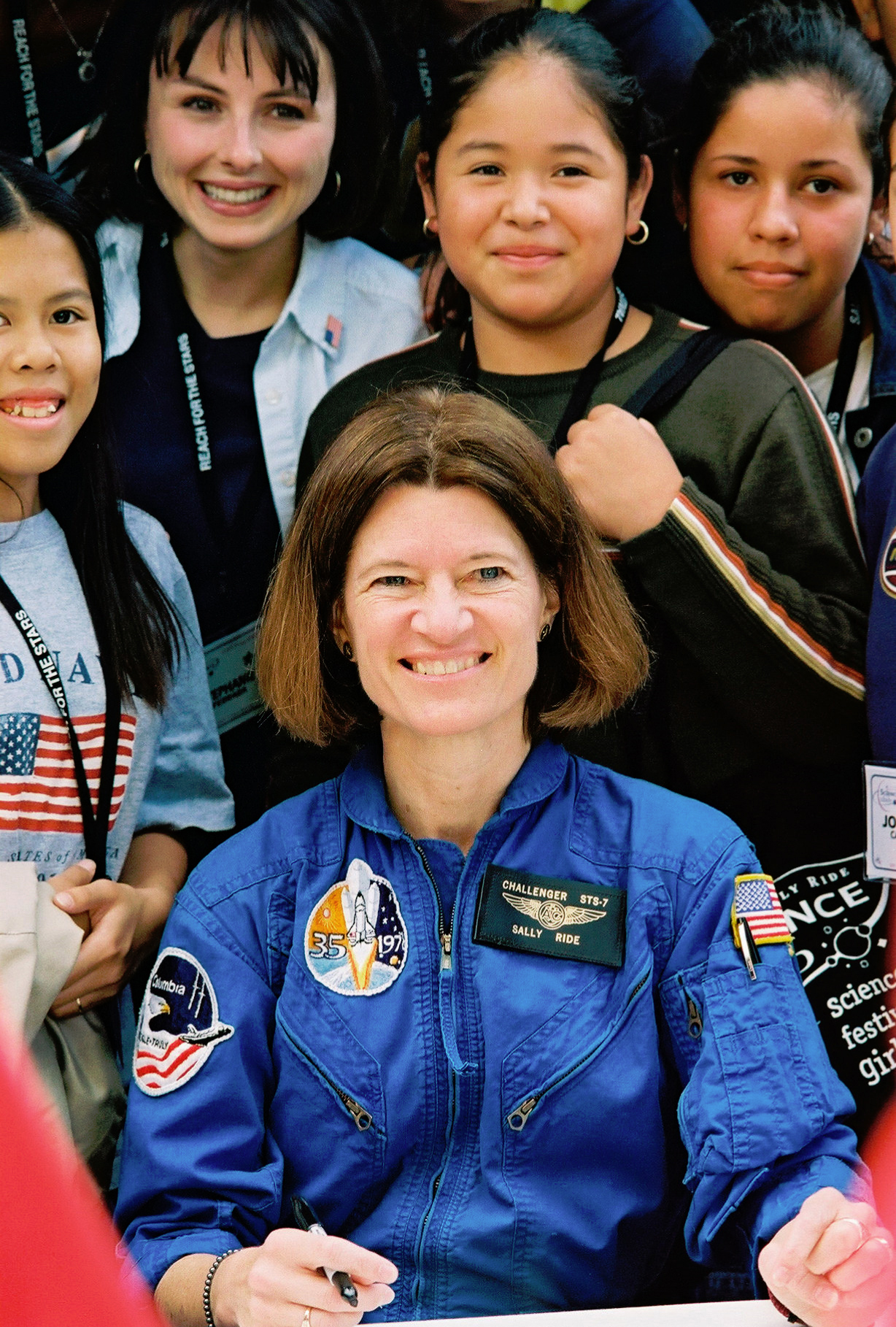 This image shows Sally Ride, America's first woman in space, who was also part of NASA's Gravity Recovery and Interior Laboratory (GRAIL) mission. Ride led the Moon Knowledge Acquired by Middle school students (MoonKAM) project, which allowed students nationwide to target lunar images to be taken by Ebb and Flow, the two GRAIL spacecraft. Image Credit: Sally Ride Science