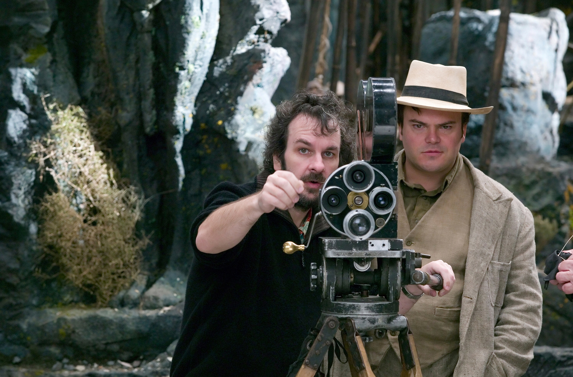 Peter Jackson, with actor Jack Black, sets up a shot for his 2005 remake of King Kong. (PhotoFest)