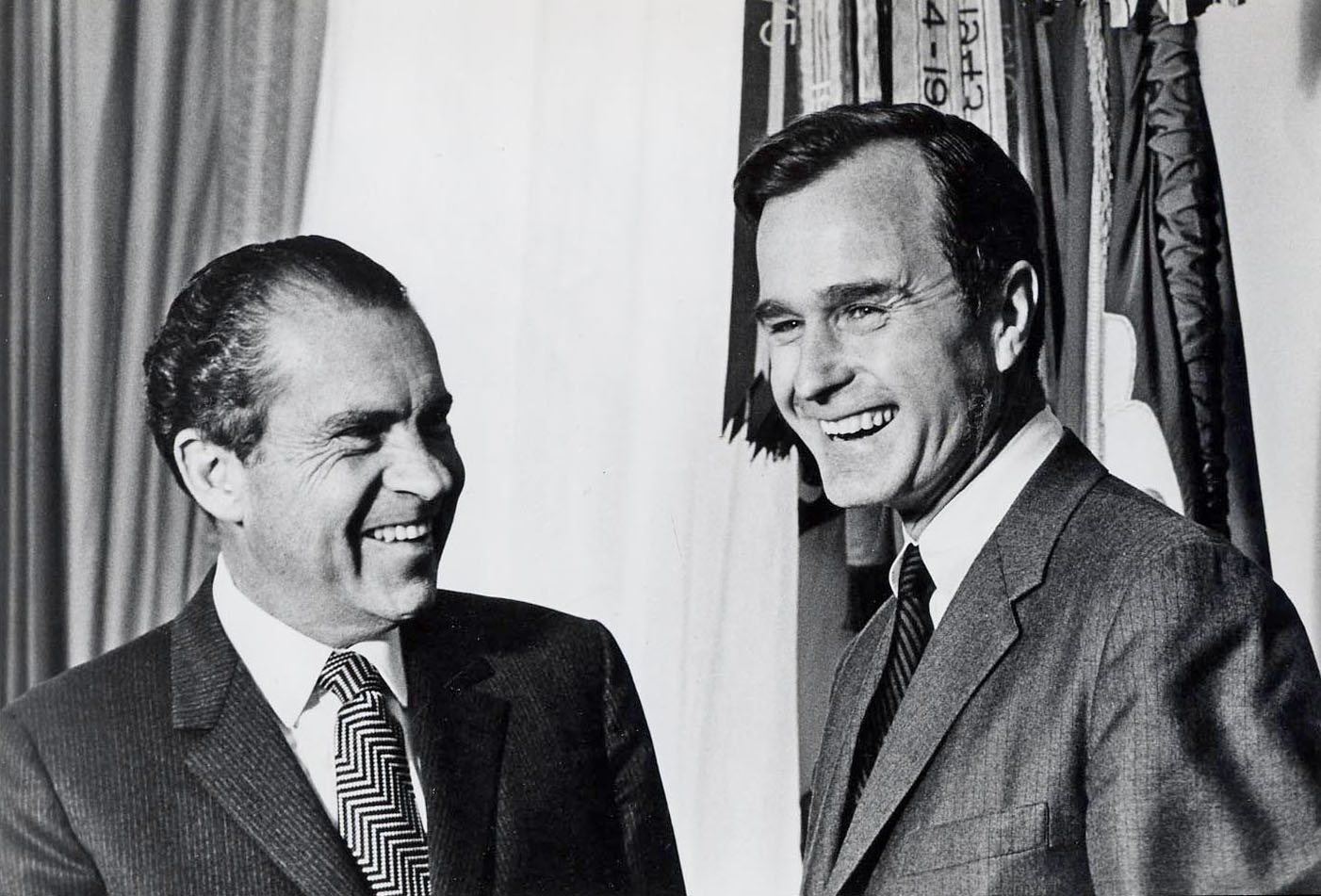 July 17, 1970: President Nixon with Congressman George Bush at a Bush for Senator rally in Marshall, Texas.
