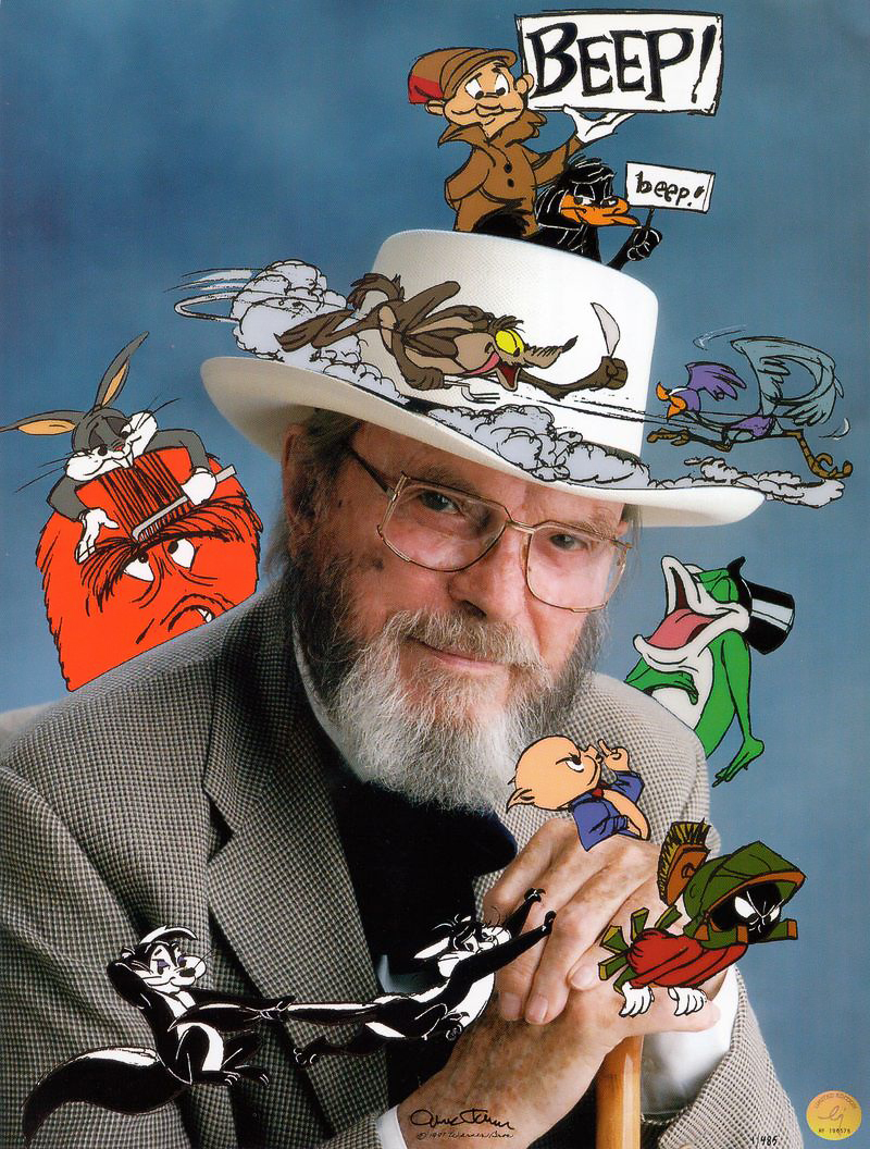  Pendant l'âge d'or de l'animation, Chuck Jones a contribué à donner vie à de nombreux personnages les plus célèbres de Warner Brothers — Bugs Bunny, Daffy Duck, Elmer Fudd et Porky Pig. La liste des personnages qu'il a lui-même créés comprend Road Runner, Wile E. Coyote, Marvin Martian, Pepe le Pew, Michigan J. Frog et bien d'autres.