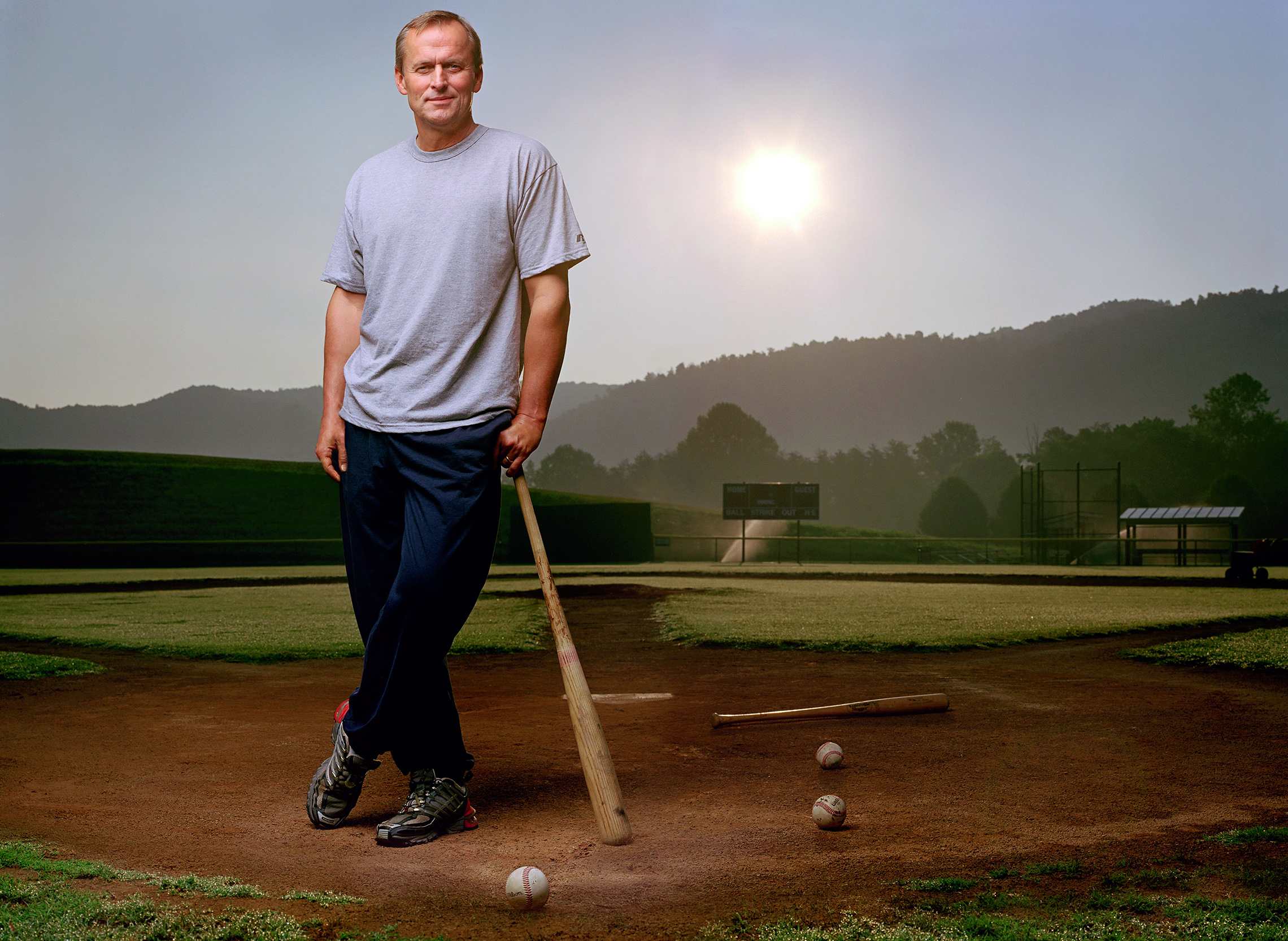 2012: When he’s not writing, Grisham devotes time to charitable causes, including, most recently, his Rebuild the Coast Fund, which raised 8.8 million dollars for Gulf Coast relief in the wake of Hurricane Katrina. He also keeps up with his greatest passion: baseball. The man who dreamed of being a professional baseball player now serves as the local Little League commissioner. The six ballfields he built on his property have played host to over 350 kids on 26 Little League teams. (Jonas Karlsson/trunkarchive.com)