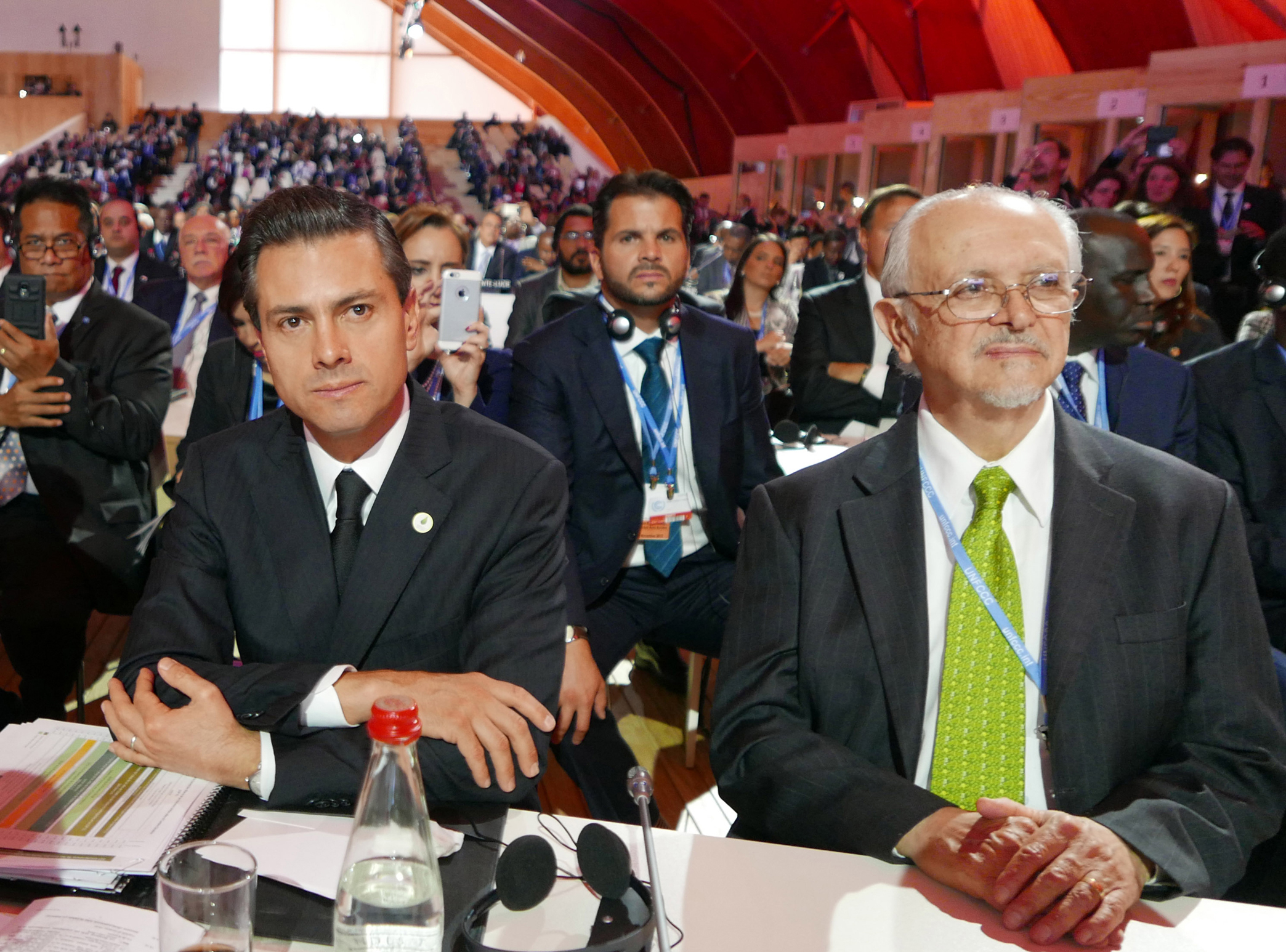 December 2015: Dr. Molina with Mexican President Enrique Peña Nieto during the UN Conference on Climate Change in Paris, France. Molina is a climate policy adviser to President Peña Nieto.