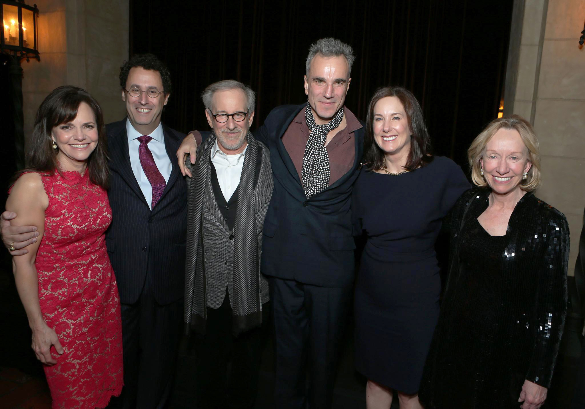 2012: Steven Spielberg, Daniel Day-Lewis, Sally Field, Kathleen Kennedy, Doris Kearns Goodwin, and Tony Kushner at a screening of Steven Spielberg's film "Lincoln" at the Ziegfeld Theatre. Goodwin won the 2005 Lincoln Prize (for the best book about the American Civil War) for "Team of Rivals: The Political Genius of Abraham Lincoln," a book about Abraham Lincoln's presidential cabinet. Part of the book was adapted by Tony Kushner into the screenplay for Steven Spielberg's 2012 film "Lincoln."