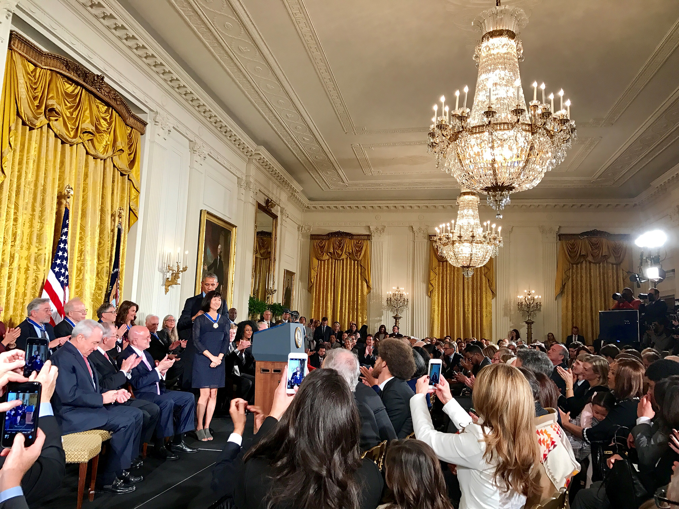 November 22, 2016: President Barack Obama awards Maya Lin the Presidential Medal of Freedom during a ceremony in the East Room of the White House in Washington, D.C.